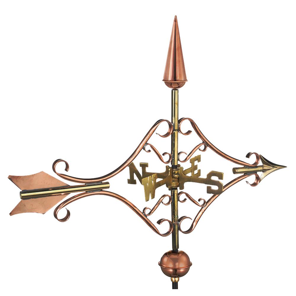 Victorian Arrow Cottage Weathervane - Pure Copper with Roof Mount
