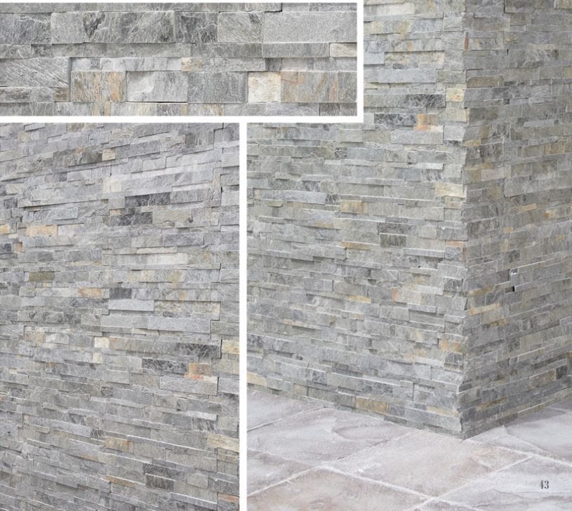 Wall Stone Systems Quartzite Stone Siding/Silver Shine Microledge / Ledgestone Corner Set / 6' x 6' + 6' x 18'