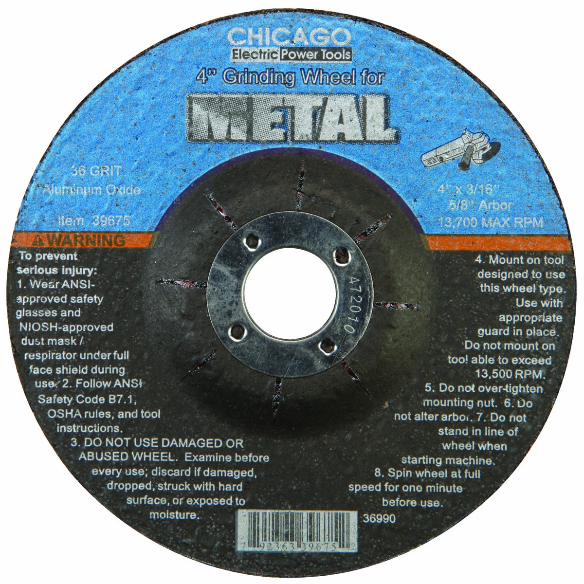 4 in. 36 Grit Metal Grinding Wheel