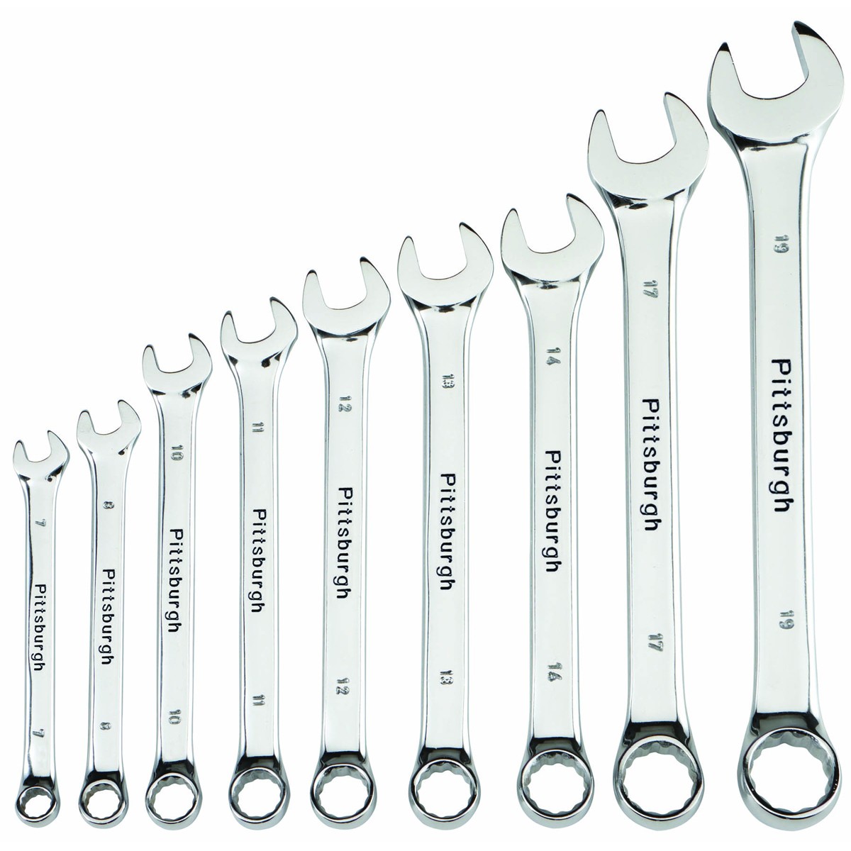 9 Pc Fully Polished Metric Combination Wrench Set